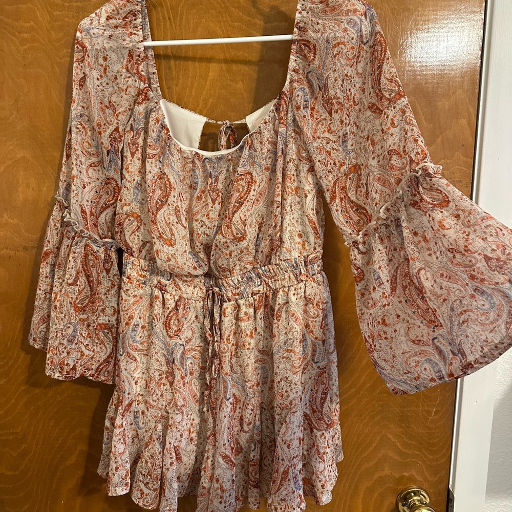 Paisley Bell Sleeve Women's Romper